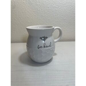Heartland Hive Bee Kind White Ceramic Mug Honeycomb Textured Coffee Tea